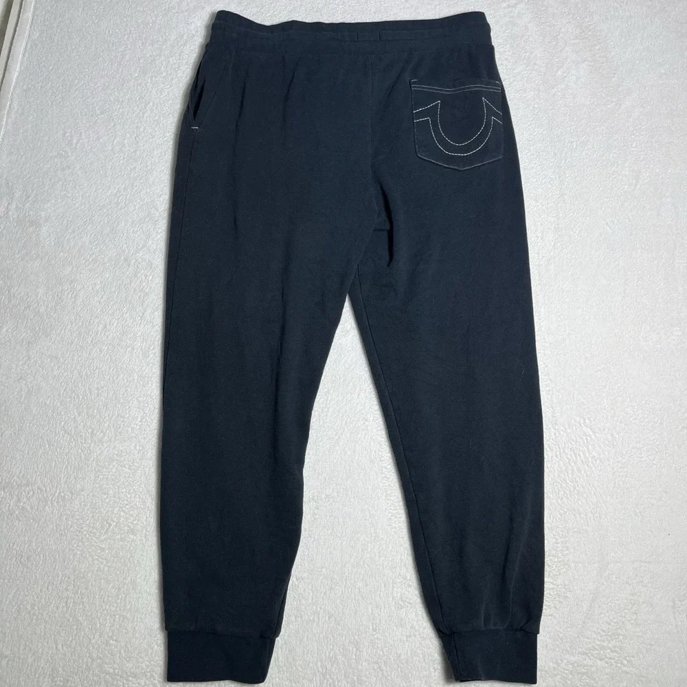 True Religion Classic Logo Jogger Sweatpants Mens Large BLACK ‎ Running Lounge